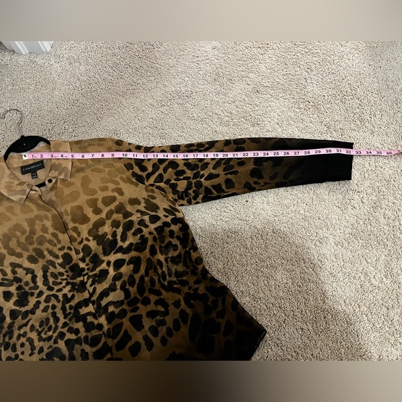 Lane Bryant Cheetah Print Sheer Long sleeved Button Up Top Sz 14/16 - Picture 10 of 11